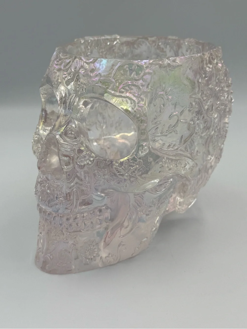 Iridescent Skull Makeup Brush Holders Lot of 2 Holographic Goth Vanity Decor